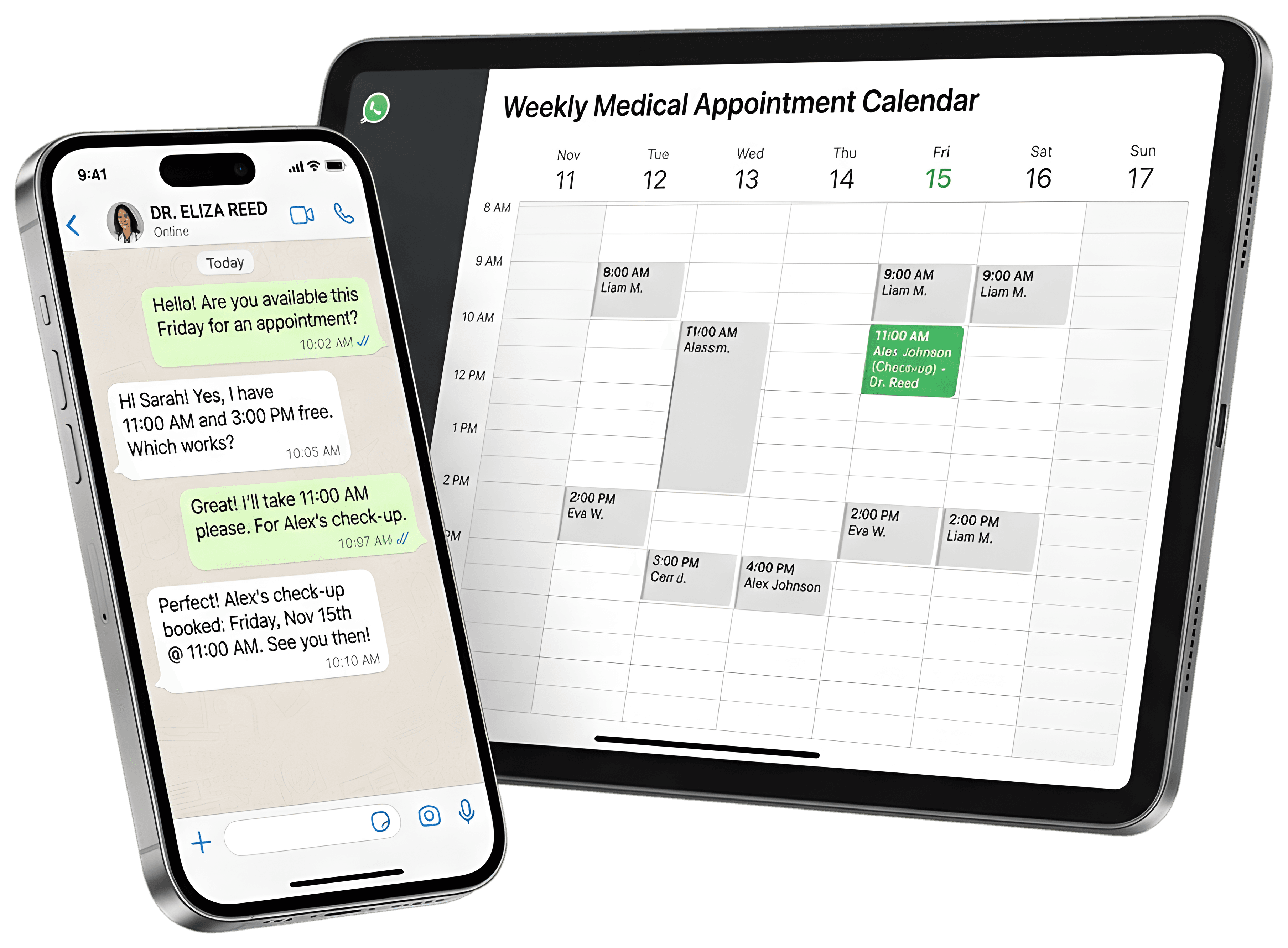 The Treliotech Platform Hub showing clinical intake AI, live WhatsApp assistant, and automated calendar sync
